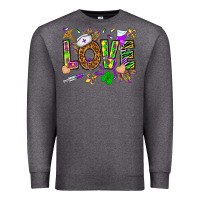 Charcoal Heather Mardi Gras love Nurse Premium Sweatshirt - HowdyJamesFarm