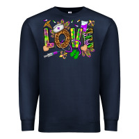 Navy Mardi Gras love Nurse Premium Sweatshirt - HowdyJamesFarm