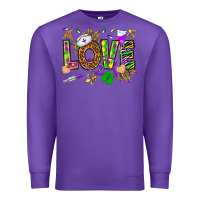 Purple Mardi Gras love Nurse Premium Sweatshirt - HowdyJamesFarm
