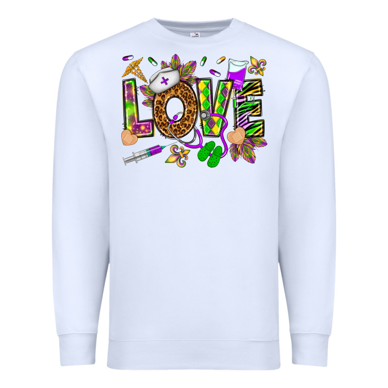 Mardi Gras Love Nurse Premium Sweatshirt by HowdyJamesFarm | Teevron