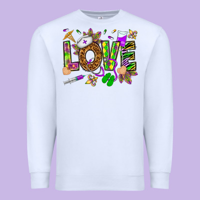 Mardi Gras Love Nurse Premium Sweatshirt Designed By Howdyjamesfarm