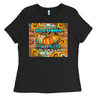 Black hello pumpkin season tumbler Ladies Tee - Artiststas