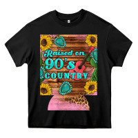 Black raised 90's country guitar cactus sunflower's 12 oz can cooler (regula Heavy Core Tee - Artiststas