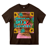 Chocolate Brown raised 90's country guitar cactus sunflower's 12 oz can cooler (regula Heavy Core Tee - Artiststas