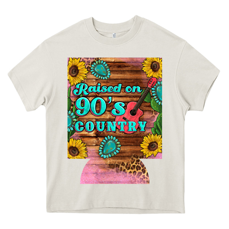Raised 90's Country Guitar Cactus Sunflower's 12 Oz Can Cooler (regula Heavy Core Tee by Artiststas | Teevron