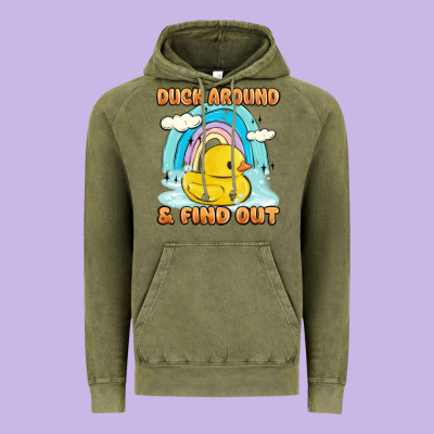 Duck Around And Find Out Vintage Hoodie Designed By Maliassmallbusiness