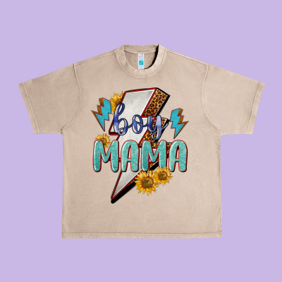 Boy Mama Lightning Bold Urban Heavy Tee Designed By Nancycooperartshop