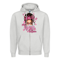 Dove Grey pray fight believe breast cancer afro messy bun Zipper Hoodie - texasbilliewilder