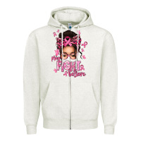 Oatmeal Heather pray fight believe breast cancer afro messy bun Zipper Hoodie - texasbilliewilder
