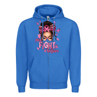 True Royal pray fight believe breast cancer afro messy bun Zipper Hoodie - texasbilliewilder