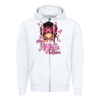 White pray fight believe breast cancer afro messy bun Zipper Hoodie - texasbilliewilder