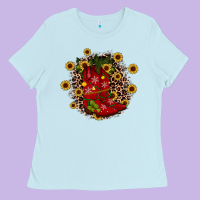 Boots Wood Slice Ornament Ladies Tee Designed By Jahusdesignshop
