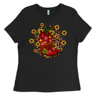 Black boots wood slice ornament Ladies Tee - JahusDesignShop