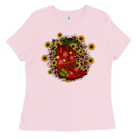 Bubblegum Pink boots wood slice ornament Ladies Tee - JahusDesignShop