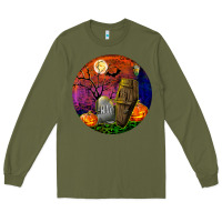 Army Green halloween round Long Sleeve Tee - BundleAndBundleShop