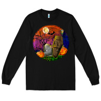 Black halloween round Long Sleeve Tee - BundleAndBundleShop