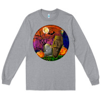 Heather Grey halloween round Long Sleeve Tee - BundleAndBundleShop