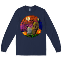 Navy halloween round Long Sleeve Tee - BundleAndBundleShop