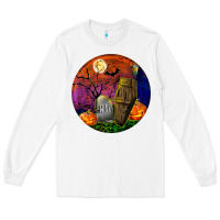 White halloween round Long Sleeve Tee - BundleAndBundleShop