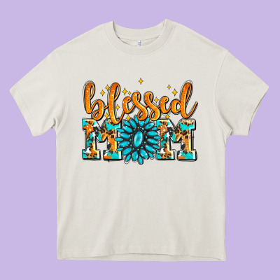 Blessed Mom With Gemstone Heavy Core Tee Designed By Adodesignshop