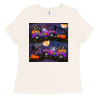 Bone halloween spooky truck seamless pattern Ladies Tee - BundleAndBundleShop