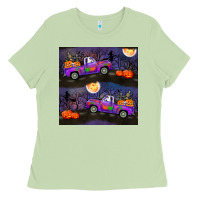 Matcha halloween spooky truck seamless pattern Ladies Tee - BundleAndBundleShop