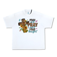 White pray on it pray over it pray through it Urban Heavy Tee - MaliasSmallBusiness