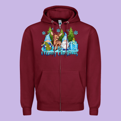 Merry Christmas Gnomes Zipper Hoodie Designed By Texasbilliewilder