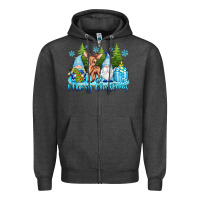Charcoal Heather merry christmas gnomes Zipper Hoodie - texasbilliewilder