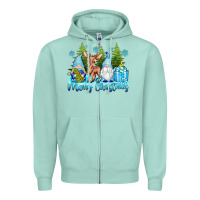 Seafoam merry christmas gnomes Zipper Hoodie - texasbilliewilder