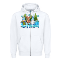 White merry christmas gnomes Zipper Hoodie - texasbilliewilder