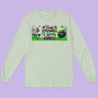 Thick Thighs And Spooky Vibes Libbey Glass Long Sleeve Tee Designed By Bundleandbundleshop