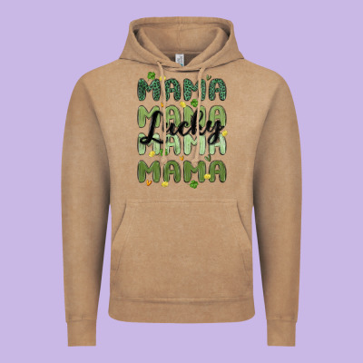 Lucky Mama Vintage Hoodie Designed By Maliassmallbusiness