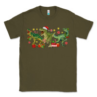 Army Green christmas dinosaurs Classic Tee - MaliasSmallBusiness