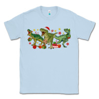Dusty Blue christmas dinosaurs Classic Tee - MaliasSmallBusiness