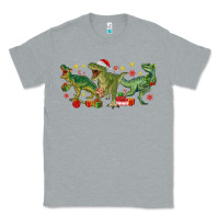 Heather Grey christmas dinosaurs Classic Tee - MaliasSmallBusiness