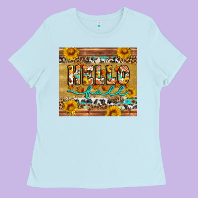 Western Hello Fall Tumbler Ladies Tee Designed By Artiststas