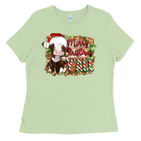 Matcha merry christmas y'all cow Ladies Tee - Artiststas