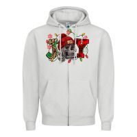 Dove Grey Christmas Joy skeleton Zipper Hoodie - NancyCooperArtShop
