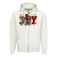 Oatmeal Heather Christmas Joy skeleton Zipper Hoodie - NancyCooperArtShop