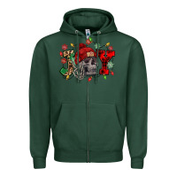 Sports Green Christmas Joy skeleton Zipper Hoodie - NancyCooperArtShop