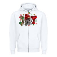 White Christmas Joy skeleton Zipper Hoodie - NancyCooperArtShop