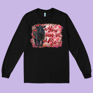 You Moo Ve  Me Black Angus Long Sleeve Tee Designed By Ranaportraitstore