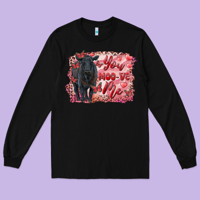 You Moo Ve  Me Black Angus Long Sleeve Tee Designed By Ranaportraitstore