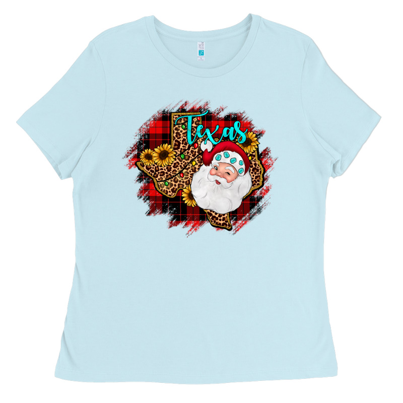 Texas Santa Wood Slice Ornament Ladies Tee by JahusDesignShop | Teevron