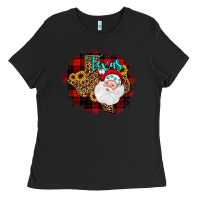 Black texas santa wood slice ornament Ladies Tee - JahusDesignShop