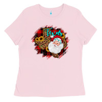 Bubblegum Pink texas santa wood slice ornament Ladies Tee - JahusDesignShop