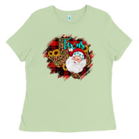 Matcha texas santa wood slice ornament Ladies Tee - JahusDesignShop