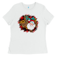 White texas santa wood slice ornament Ladies Tee - JahusDesignShop