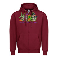 Burgundy Peace love Halloween Zipper Hoodie - NancyCooperArtShop